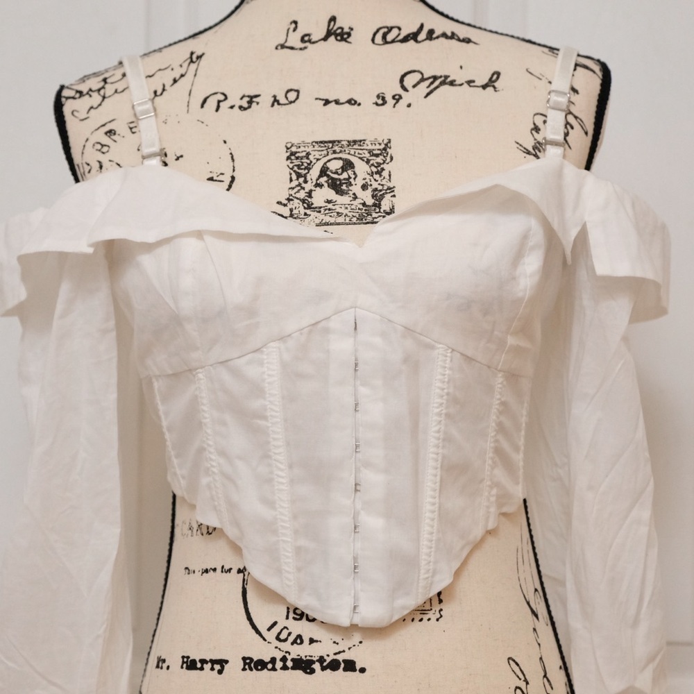 For Love & Lemons White Corset Top Romantic Lace Bustier Bridal Summer Large - Picture 7 of 9